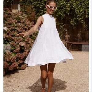 DISSH AISLE WHITE LINEN PANEL MINI DRESS US size 4/AU size 8